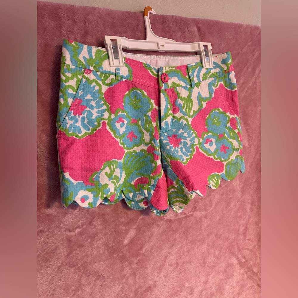 Lilly Pulitzer Pink and Green Floral Shorts